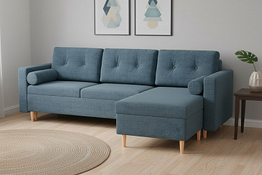 Угловой диван "Белфаст" рогожка дрим блю