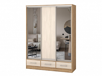 Шкаф купе 3-х дверный "Версаль" 3 ящика/ЛДСП/2 зеркала