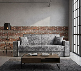 Диван книжка "Лофт с широкими подлокотниками" плюш серый