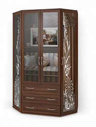 Шкаф распашной 4-х дверный "Эркер-2П2", зеркало с рисунком